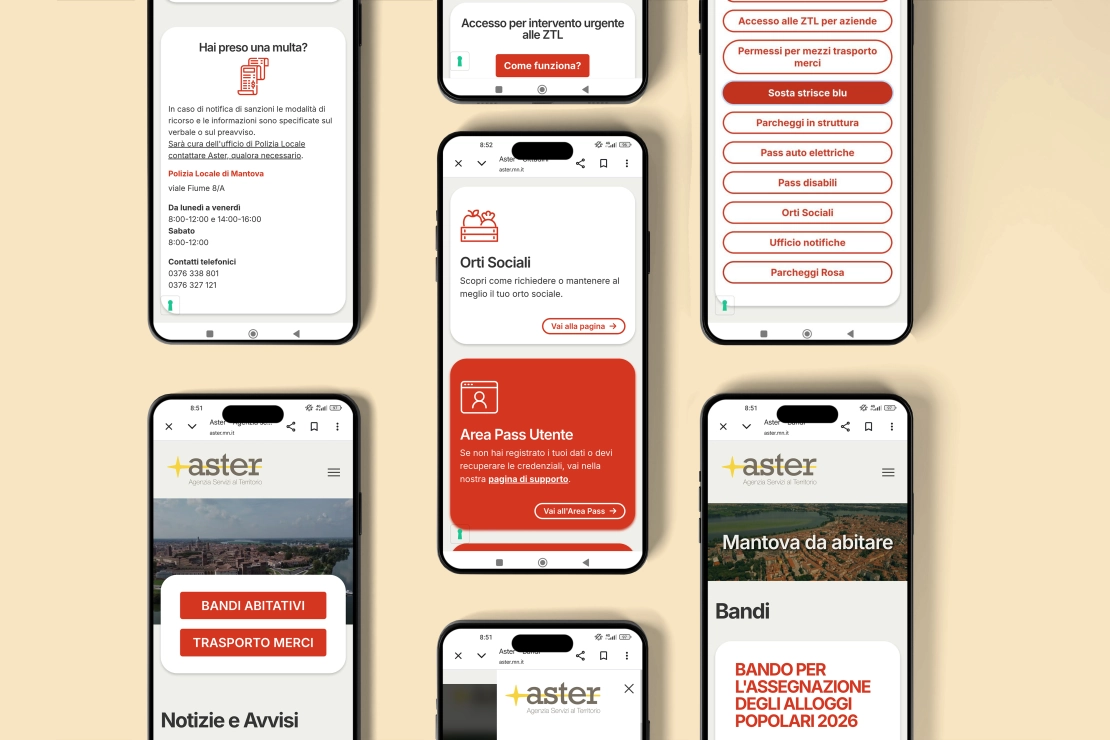 anteprima sito Aster da smartphone