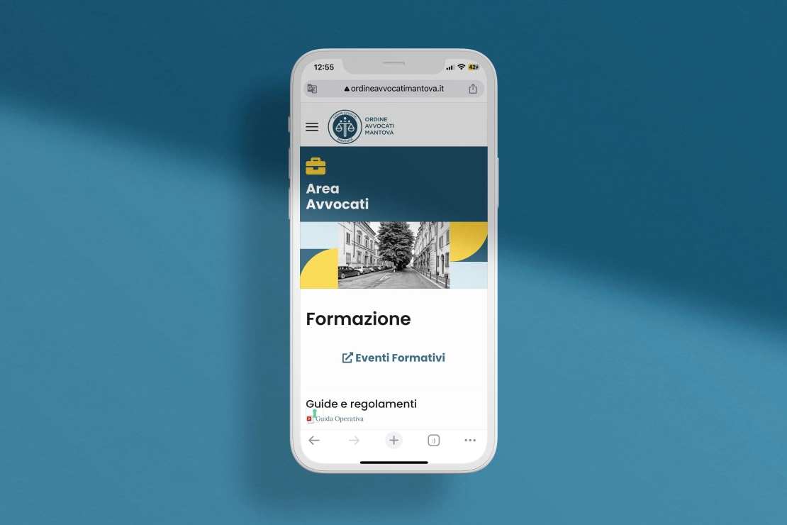 anteprima sito Ordine Avvocati di Mantova da smartphone