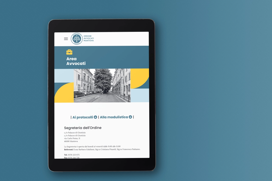 anteprima sito Ordine Avvocati di Mantova da tablet